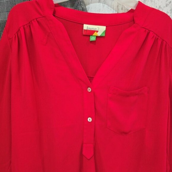 Fervour Women's Blouse Size Small Red Relaxed Fit Lightweight Flowy Long Sleeves - Picture 3 of 13